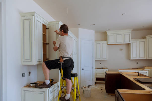 Kitchen island installation in Sammamish by JMT Kitchen Cabinet